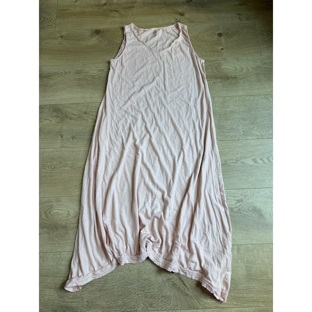 EUC Eileen Fisher sleepwear Garnet Hill nightgown hemstitched v-neck pink sz XS - Picture 3 of 10